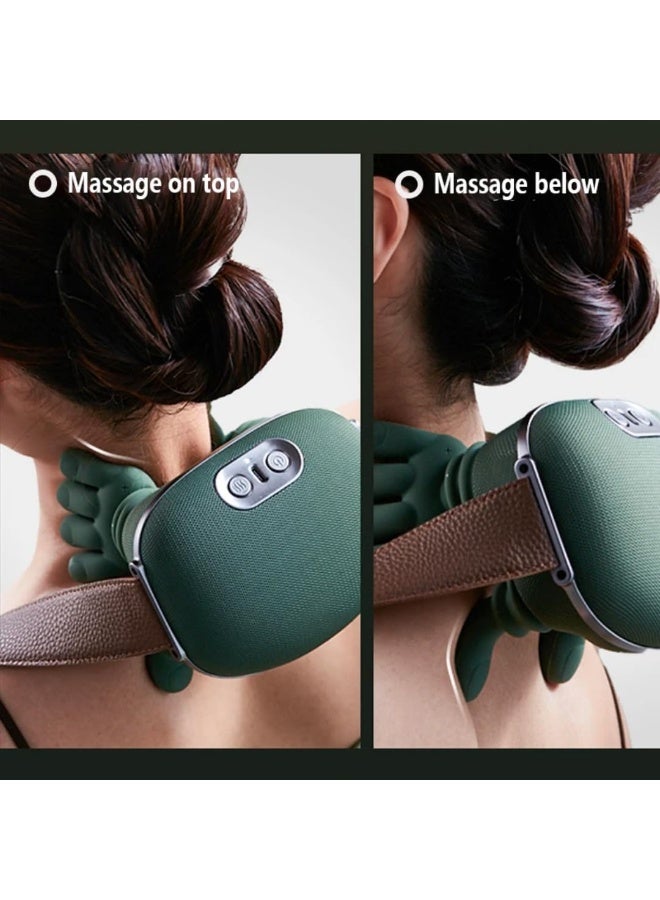 Bionic heated massager, wireless portable acupressure neck and back massager, electric deep tissue 4D kneading massage, simulates human hand design, relieves pain and relaxes muscles (green). - Image 3